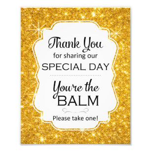 Gold Sparkly Lip Balm Favors Weduwbord Foto Afdruk