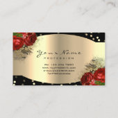 Gold Sparkly Makeup Artist Lashes Floral Red Rose Visitekaartje (Achterkant)