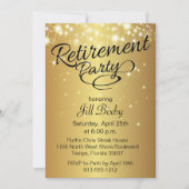 Gold Sparkly Retirement Party Uitnodiging (Voorkant)