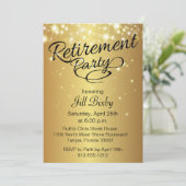 Gold Sparkly Retirement Party Uitnodiging (Staand voorkant)