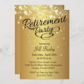 Gold Sparkly Retirement Party Uitnodiging (Voorkant / Achterkant)