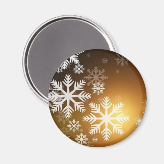 Gold Sparkly Snowflakes Magneet (Voorkant / Achterkant)