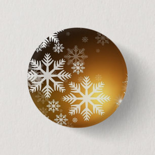 Gold Sparkly Snowflakes Ronde Button 3,2 Cm