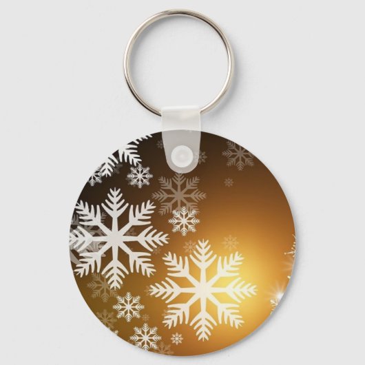 Gold Sparkly Snowflakes Sleutelhanger (Voorkant)