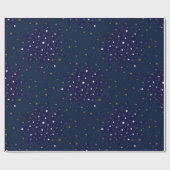 Gold Sparkly sterren en witte sterren aan de blauw Cadeaupapier (Vlak)