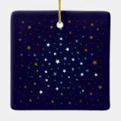 Gold Sparkly sterren en witte sterren aan de blauw Keramisch Ornament (Achterkant)