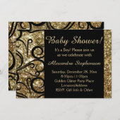 Gold Sparkly Swirl Boy Baby shower Kaart (Voorkant / Achterkant)