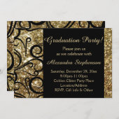 Gold Sparkly Swirl Gradul Party Invitation Kaart (Voorkant / Achterkant)