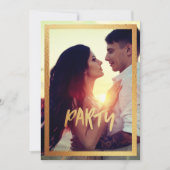 Gold Sparkly Verloving Photo Party Invitation Kaart (Voorkant)