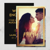 Gold Sparkly Verloving Photo Party Invitation Kaart (Voorkant / Achterkant)