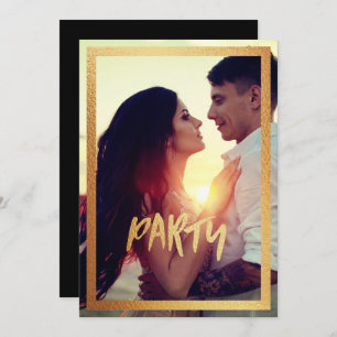 Gold Sparkly Verloving Photo Party Invitation Kaart