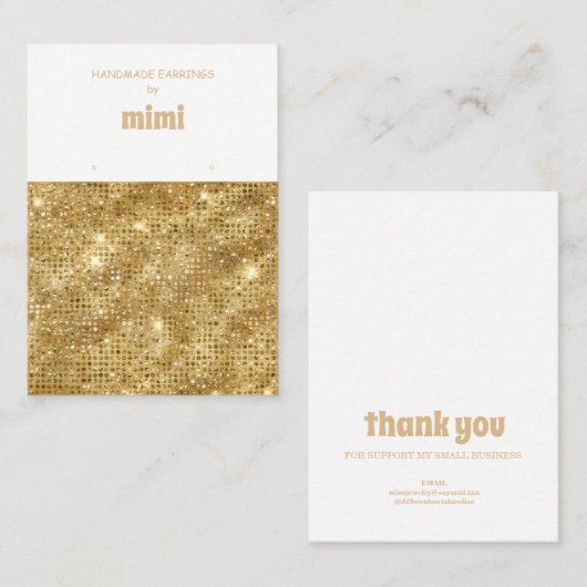 Gold Sparks Oorbel Display Visitekaartje (Voorkant / Achterkant)