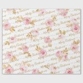 Gold Specialized Merry kerstscript Floral Cadeaupapier (Vlak)