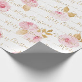 Gold Specialized Merry kerstscript Floral Cadeaupapier (Hoek)