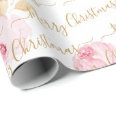 Gold Specialized Merry kerstscript Floral Cadeaupapier (Rol Hoek)