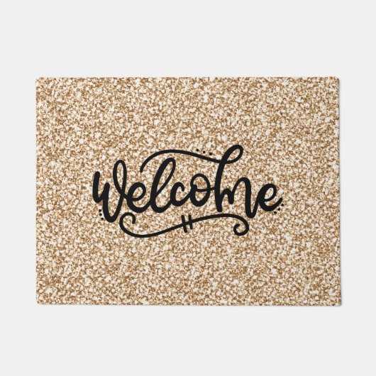 Gold Speckelend Glitter Welkom Deurmat (Voorkant)