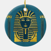Gold Sphinx hoofd met Egyptische hiërogliefen Keramisch Ornament (Achterkant)