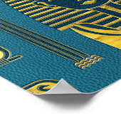 Gold Sphinx hoofd met Egyptische hiërogliefen op b Poster (Hoek)