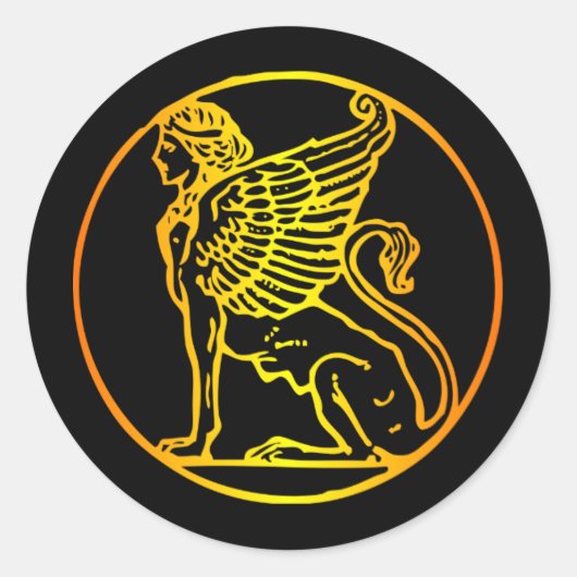Gold Sphinx Ronde Sticker (Voorkant)