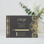 Gold Spider op zwarte RSVP-uitnodiging RSVP Kaartje (Staand voorkant)