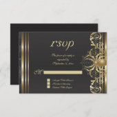 Gold Spider op zwarte RSVP-uitnodiging RSVP Kaartje (Voorkant / Achterkant)