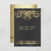 Gold Spider op zwarte RSVP-uitnodiging RSVP Kaartje (Voorkant / Achterkant)