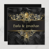 Gold Spider Web Swirls Sla de datum op Save The Date (Voorkant / Achterkant)