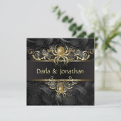 Gold Spider Web Swirls Sla de datum op Save The Date (Staand voorkant)