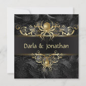 Gold Spider Web Swirls Sla de datum op Save The Date (Voorkant)