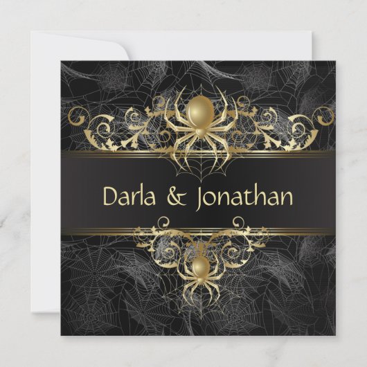 Gold Spider Web Swirls Sla de datum op Save The Date (Voorkant)