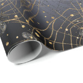 Gold Spider Webs op Black Night Background Cadeaupapier (Rol Hoek)