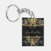 Gold Spiers op zwart Sleutelhanger (Voorkant Links)