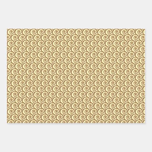 Gold Spirals Triangles Yellow Gustav Klimt Pattern Inpakpapier Vel (Voorkant 3)