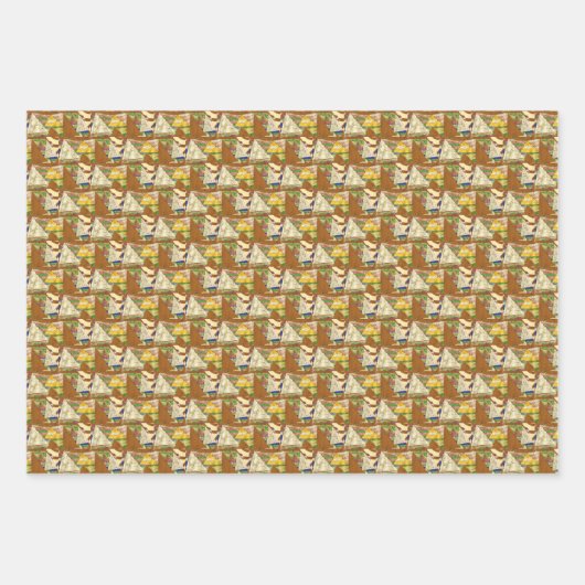 Gold Spirals Triangles Yellow Gustav Klimt Pattern Inpakpapier Vel (Voorkant 2)