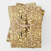 Gold Spirals Triangles Yellow Gustav Klimt Pattern Inpakpapier Vel (In situ)