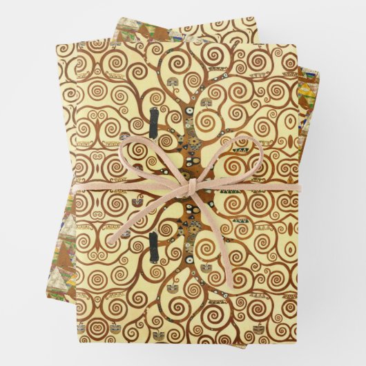 Gold Spirals Triangles Yellow Gustav Klimt Pattern Inpakpapier Vel (In situ)