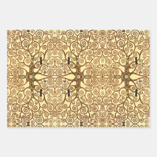 Gold Spirals Triangles Yellow Gustav Klimt Pattern Inpakpapier Vel (Voorkant)