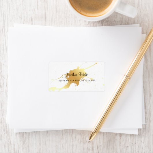 Gold Splash Calligraphy Script Name Elegant Modern Etiket (Insitu)