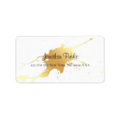 Gold Splash Calligraphy Script Name Elegant Modern Etiket (Voorkant)