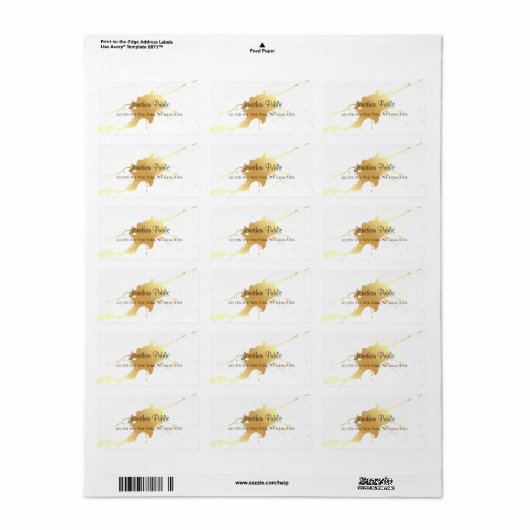 Gold Splash Calligraphy Script Name Elegant Modern Etiket (Full Sheet)