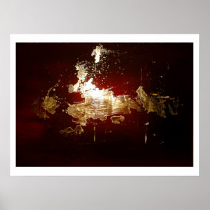 Gold Splash Rood Bruin Abstract Poster Print
