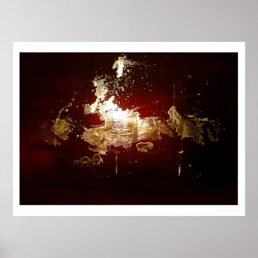 Gold Splash Rood Bruin Abstract Poster Print (Voorkant)