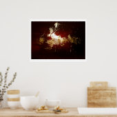 Gold Splash Rood Bruin Abstract Poster Print (Keuken)