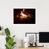 Gold Splash Rood Bruin Abstract Poster Print (Thuiskantoor)