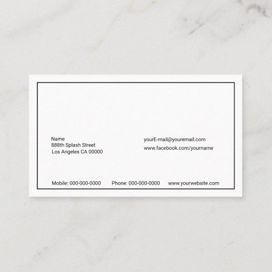 Gold Splash Visitekaartje (Achterkant)