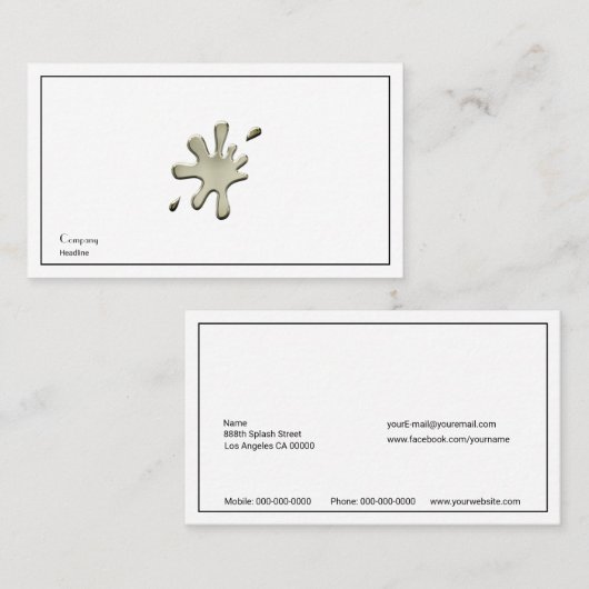 Gold Splash Visitekaartje (Voorkant / Achterkant)