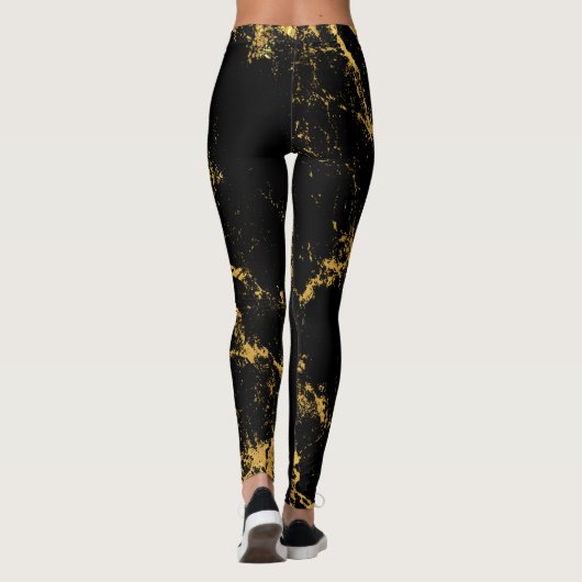Gold Splashed Black Leggings (Achterkant)