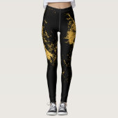 Gold Splashed Black Leggings (Voorkant)