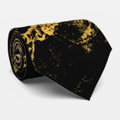 Gold Splashed Black Stropdas (Opgerold)