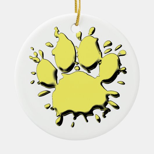 Gold Splatter Dog Paw-tekening Keramisch Ornament (Voorkant)